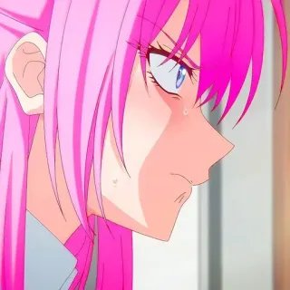 😡 อนิเมะ, ผมสีชมพู, ผู้หญิง, โกรธ, การ์ตูน telegram sticker