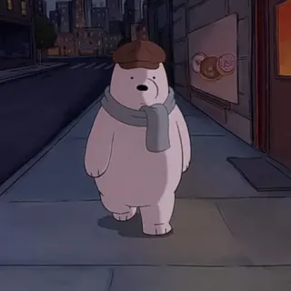 🐻‍❄️ Ice Bear We Bare Bears Ice Bear, We Bare Bears, Cartoon, Eisbär, Animiert, Niedlich, Schal, Mütze telegram sticker