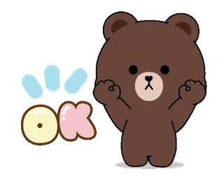 👍 OK медведь, ок, милый, мультфильм telegram sticker