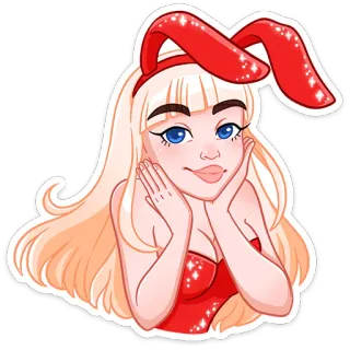 😚 femme, lapin, fille, blonde, dessin animé, autocollant, glamour whatsapp sticker