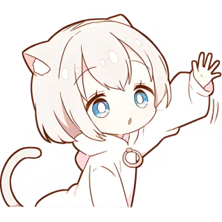 😒 Anime, Fille chat, Kawaii, Mignon, Autocollant, Dessin animé telegram sticker