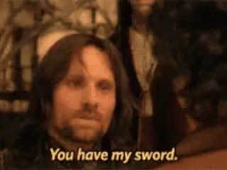 💪 Aragorn Lord of the Rings You have my sword. il signore degli anelli, aragorn, spada, citazione film, fantasy telegram sticker