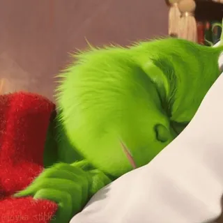 😳 Grinch ตัวกริ้นช์, นอนหลับ, การ์ตูน, คริสต์มาส, น่ารัก, วันหยุด whatsapp sticker