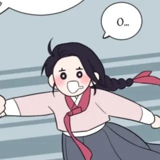 🤤 O... coréen, femme, tresse, hanbok, dessin animé, excité(e), bulle de dialogue whatsapp sticker