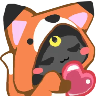 ♥️ animal, zorro, sudadera con capucha, corazón, lindo, kawaii telegram sticker