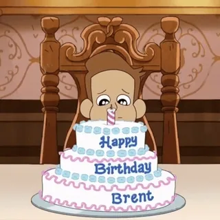 🥺 Happy Birthday Brent compleanno, torta, candela, festa, cartone animato telegram sticker