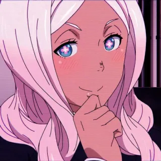 🤔 anime girl, cartoon character, smiling, cute, pink hair telegram sticker