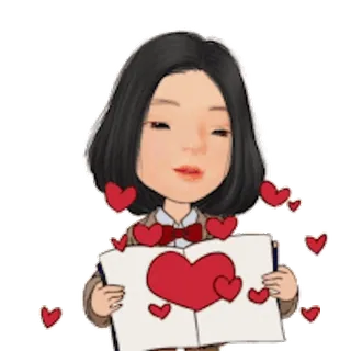 🩷 dessin animé, amour, coeur, mignon, fille, saint-valentin telegram sticker
