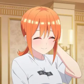 😅 428 garota anime, cabelo laranja, sorrindo, desenho animado, feliz, fofa telegram sticker