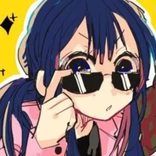 😎 Anime, Óculos de sol, Legal, Desenho animado, Personagem, Garota, Fofa whatsapp sticker