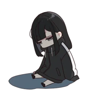 😔 Anime, Ragazza, Cartone animato, Triste, Cupo telegram sticker