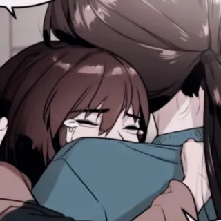 ✖️ Anime, Umarmung, Traurig, Weinend, Emotional, Manga whatsapp sticker