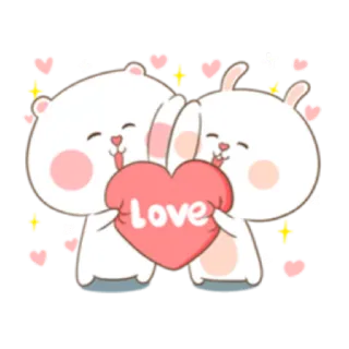 ❤ LOVE love, heart, cartoon, cute, animals, friendship whatsapp sticker