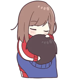 ❤️ hug, cute, anime, girl, kawaii whatsapp sticker