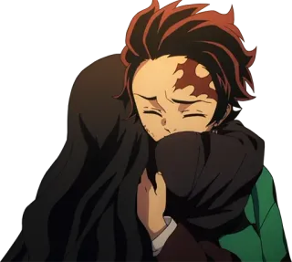 😭 Tanjiro Kamado Demon Slayer Anime, Abbraccio, Demon Slayer, Tanjiro, Amicizia, Emozione telegram sticker