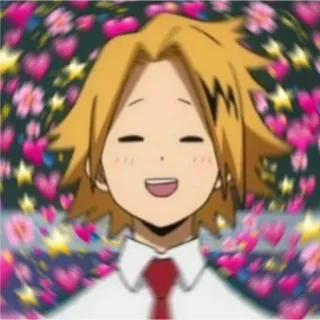 😯 Denki Kaminari My Hero Academia 덴키 카미나리, 나의 히어로 아카데미아, 애니메이션, 만화, 하트, 귀여운 telegram sticker