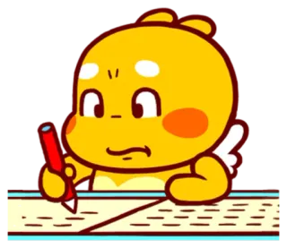 🌝 письмо, рисование, милый, желтый, мультфильм, бумага, ручка whatsapp sticker