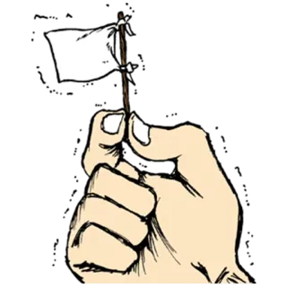 🏳️ Mano, Bandiera bianca, Resa, Pace, Cartone animato telegram sticker