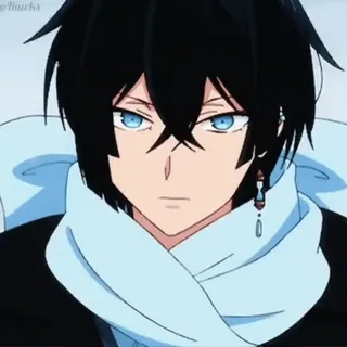 😒 Anime, Manga, Postać, niebieskie oczy, czarne włosy telegram sticker