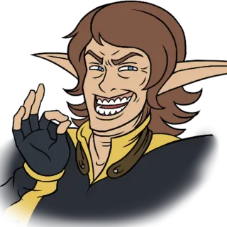 👌 personaje, sonrisa burlona, gesto, dibujo animado, signo ok, elfo telegram sticker