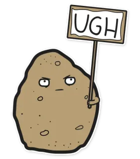 😒 UGH potato, cartoon, ugh, sign, annoyed, funny, food telegram sticker