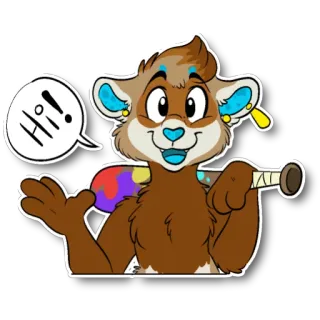👋 Hi! furry, mignon, salutation, animal, dessin animé whatsapp sticker