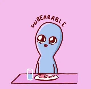 😭 UNBEARABLE アニメ, 宇宙人, 泣く, 耐えられない, 悲しい, 感情 telegram sticker
