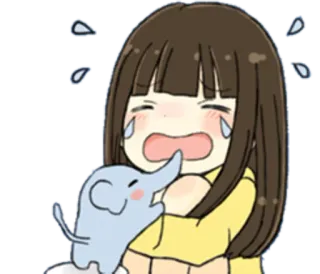 😿 płacz, smutny, emocjonalny, łzy, anime, dziewczyna, słoń telegram sticker
