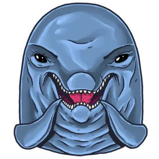😏 delfino, inquietante, spaventoso, animale, creatura marina, cartone animato, adesivo telegram sticker