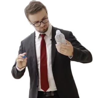 🍼 man, suit, water bottle, glasses, corporate, business telegram sticker