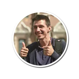 👍 ผู้ชาย, ยกนิ้วโป้ง, ภาพเหมือน, ยิ้ม, บวก, มีความสุข telegram sticker