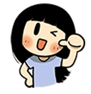 😉 Desenho animado, Emoji, Menina, Piscadela, Fofo telegram sticker