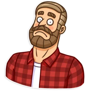 😳 kartun, pria, jenggot, flanel, karakter telegram sticker