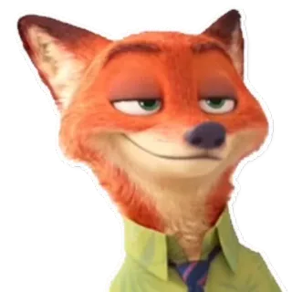 😉 Nick Wilde Zootopia raposa, desenho animado, personagem, Nick Wilde, sorriso irônico, Zootopia, animal telegram sticker