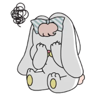 😞 kelinci, imut, kartun, binatang, kawaii telegram sticker
