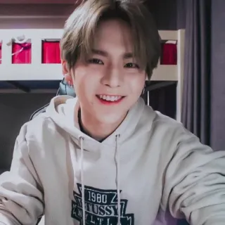 📍 1980 STUSSY Mann, Hoodie, Stussy, Porträt, lächelnd, K-Pop whatsapp sticker