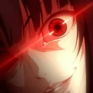 🥀 Animé, Oeil, Oeil rouge, Regard noir, Personnage whatsapp sticker