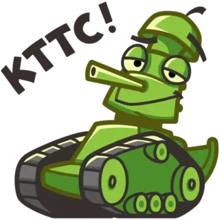 😌 panzer, cartoon, militär, fahrzeug, grün whatsapp sticker
