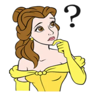 😑 Belle Beauty and the Beast เบลล์, ดิสนีย์, เจ้าหญิง, คำถาม, คิด telegram sticker