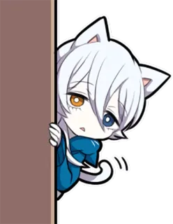 👀 Anime, Chibi, Kot, Podglądanie, Ukrywanie się, Słodkie, Kawaii, Kreskówka telegram sticker