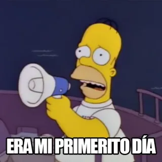 😣 Homer Simpson The Simpsons ERA MI PRIMERITO DÍA Homer Simpson, Megafono, Personaggio dei cartoni animati, Animato, Testo spagnolo telegram sticker