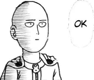 😐 Saitama One Punch Man OK 埼玉, 一拳超人, OK, 动漫, 表情包, 英雄 telegram sticker