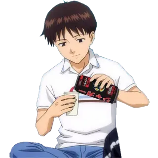 😌 Shinji Ikari Neon Genesis Evangelion Anime, Evangelion, Shinji, Getränk eingießen whatsapp sticker
