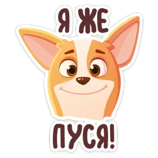 😊 Я же пуся! cão, cachorro, fofo, russo, animal de estimação, animal, desenho animado whatsapp sticker