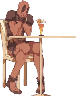 😏 Deadpool Deadpool, Marvel, superhero, comic book, drink, character, cartoon, fan art telegram sticker