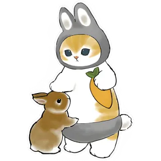 🥕 고양이, 토끼, 동물, 귀여운, 당근, 스티커, 일러스트 telegram sticker