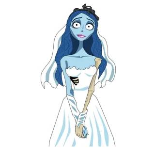 😇 Emily Corpse Bride 僵尸新娘, 艾米丽, 蒂姆·伯顿, 卡通, 动画, 新娘, 婚礼 whatsapp sticker
