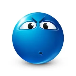 🌟 Emoji, Boos, Blauw, Gezicht, Cartoon, Geërgerd whatsapp sticker