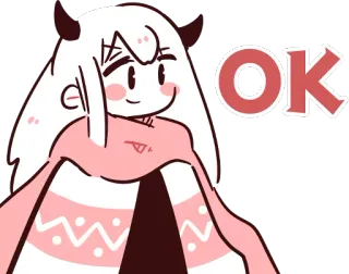 👌 OK Anime, Carino, Ok, Kawaii, Diavolo, Corna, Sciarpa whatsapp sticker