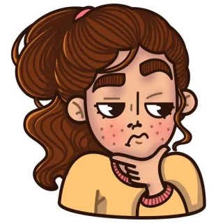 🤔 femme, dessin animé, agacé(e), expression, illustration, contrarié(e) telegram sticker